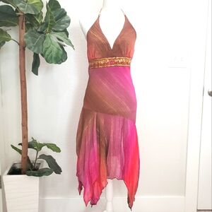Vintage Y2K Ombre Halter Dress Size Large NWT
